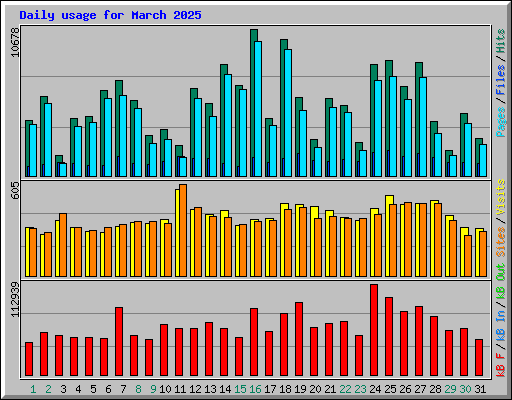 Daily usage for March 2025